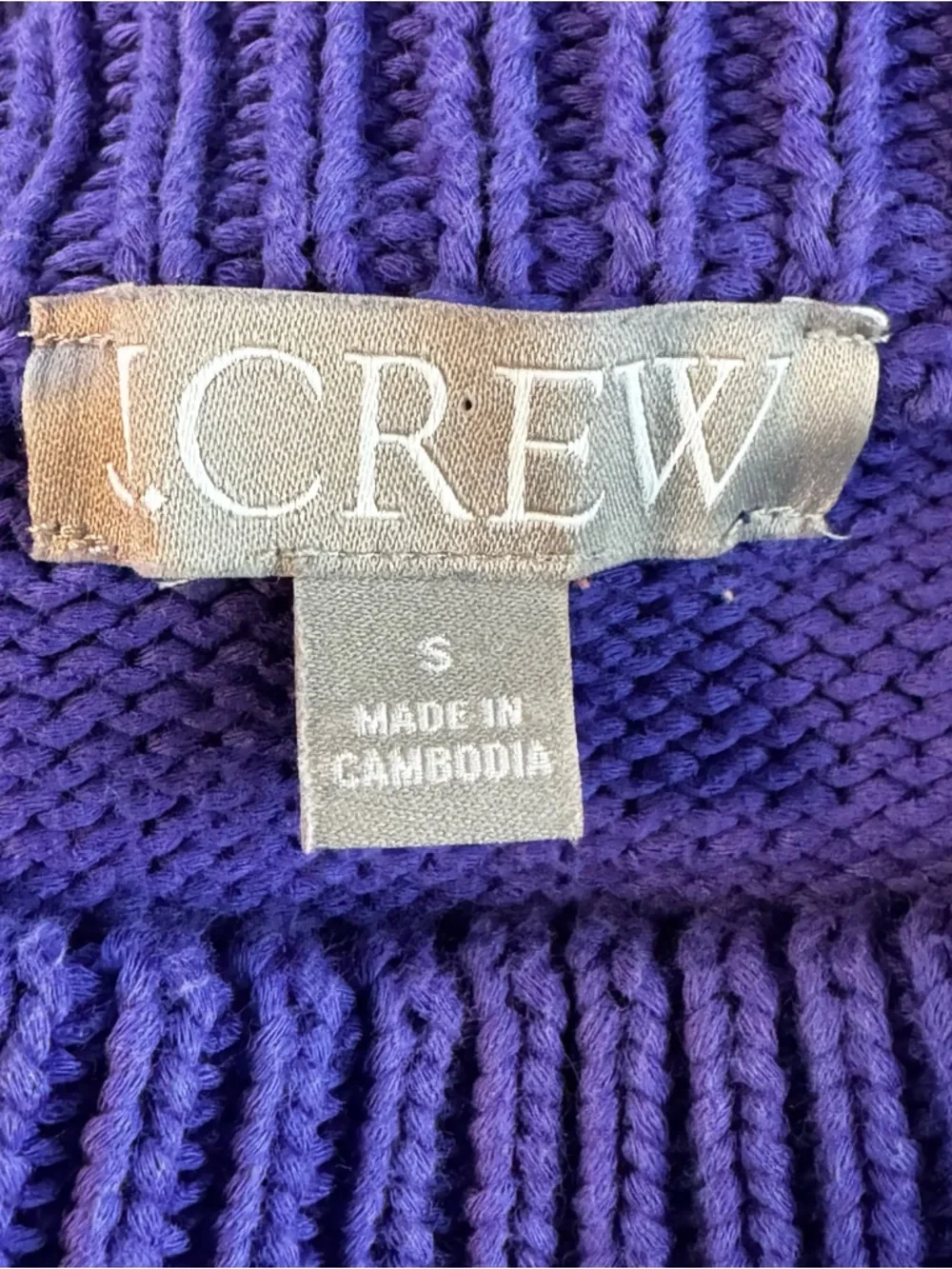 Women’s J Crew Size Small Purple Chunky Knit Cotton/Polyamide Crew Neck Sweater